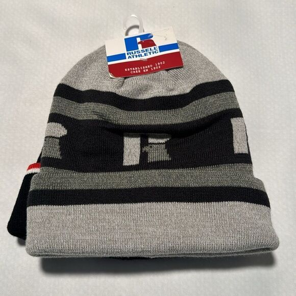 Russell Beanie Mens Black Gray 2 Pack - Picture 1 of 3
